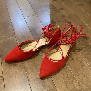 Stuart Weitzman Gillian lace up suede flats